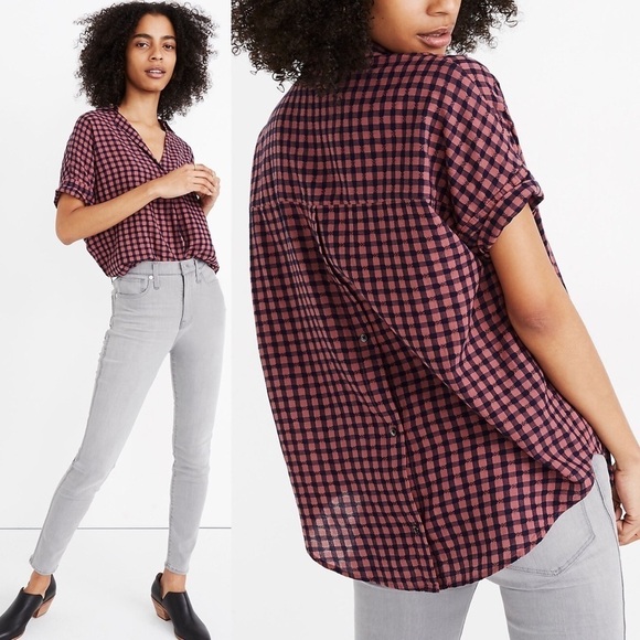 Madewell Courier Button-Back Shirt in Textured Gingham Quartz Gingham Vintage - Picture 1 of 10